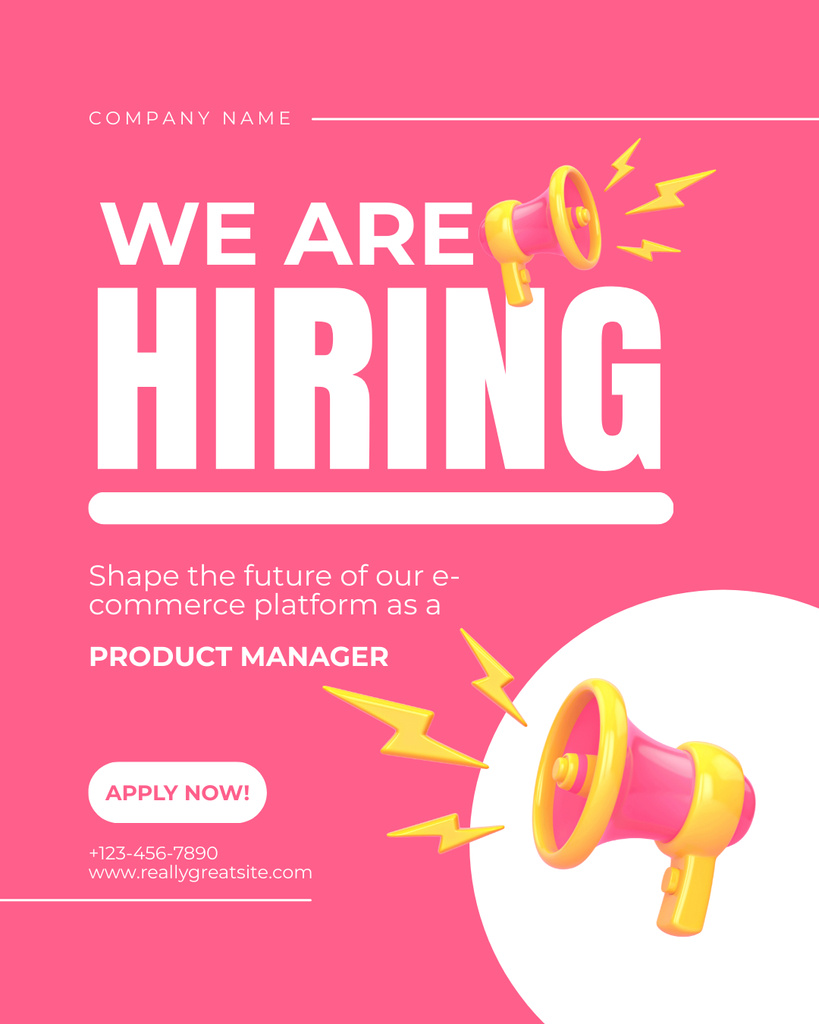 Ontwerpsjabloon van Instagram Post Vertical van We Are Hiring Product Manager