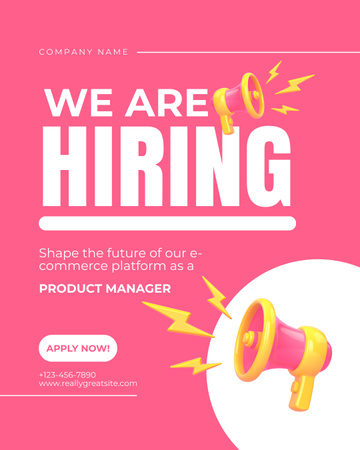 We Are Hiring Product Manager Instagram Post Vertical Design Template
