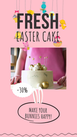 Delicious Easter Cake With Discount In Pink Instagram Video Story – шаблон для дизайну