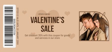 Valentine's Sale with Beautiful Couple Coupon Din Large Design Template