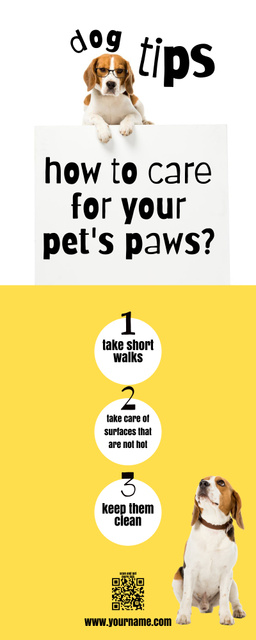 Dogs Care Tips on Yellow Infographic Šablona návrhu