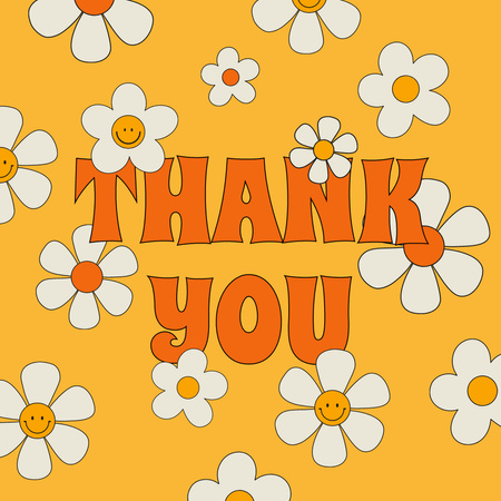 Thankful Phrase with Cute Flowers Animated Post Design Template