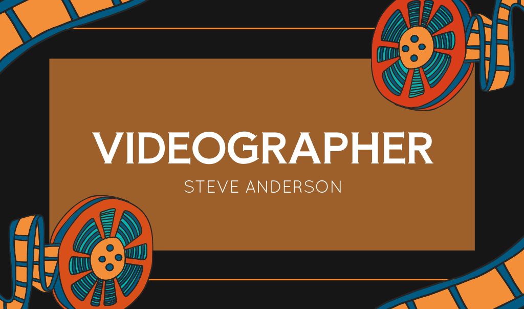 Ontwerpsjabloon van Business card van Videographer Service Offer with Vintage Movie Projector