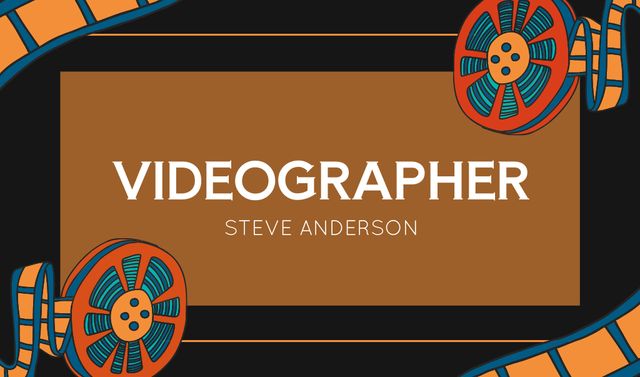 Plantilla de diseño de Videographer Service Offer with Vintage Movie Projector Business card 