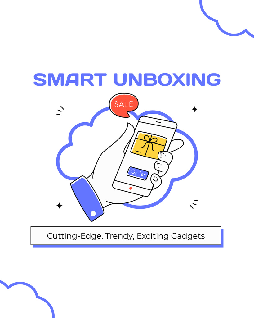 Ontwerpsjabloon van Instagram Post Vertical van Smart Gadgets Unboxing As Social Media Trend
