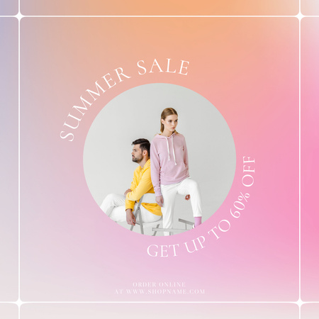 Sale Announcement with Stylish Woman and Bearded Man Instagramデザインテンプレート