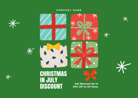 July Christmas Sale Announcement Flyer 5x7in Horizontal Design Template