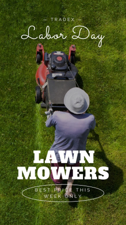 Labor Day Celebration And Lawn Mowers Sale Offer Announcement Instagram Story Design Template