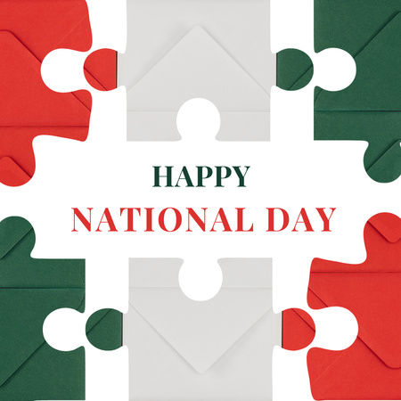 Plantilla de diseño de Rompecabezas de la bandera nacional de Italia Instagram 