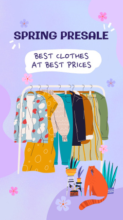 Clothes Pre-sale Offer With Illustrated Cat Instagram Video Story Design Template