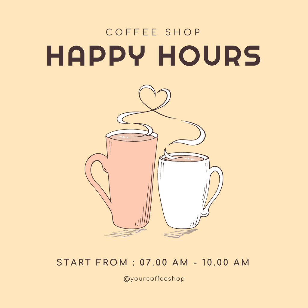 Cafe Ad with Coffee Cups Instagram Design Template