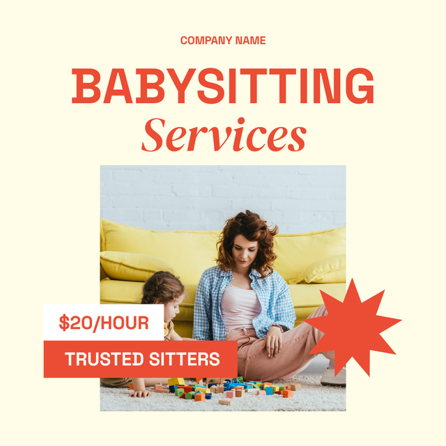 Good Proposition Prices for Babysitting Services Instagram Design Template