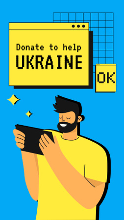 Donate To Help Ukraine with Man in Yellow Instagram Story Šablona návrhu