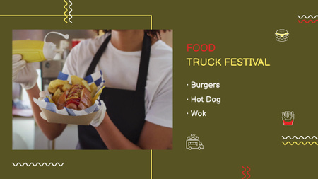 Plantilla de diseño de Anuncio de Food Truck Fest con Hot Dog Full HD video 