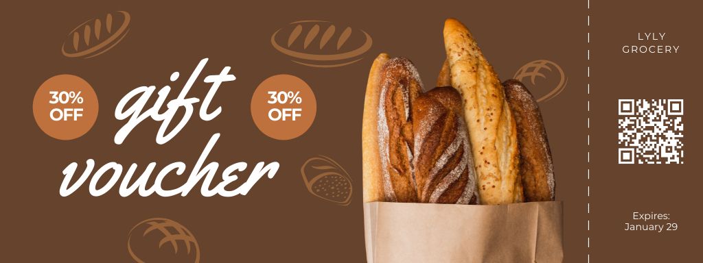 Grocery Store Offer with Baked Goods Coupon Modelo de Design