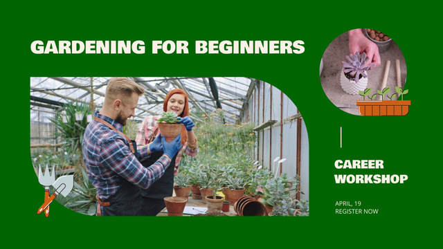 Gardening Workshop For Beginners In Greenhouse Full HD video Design Template