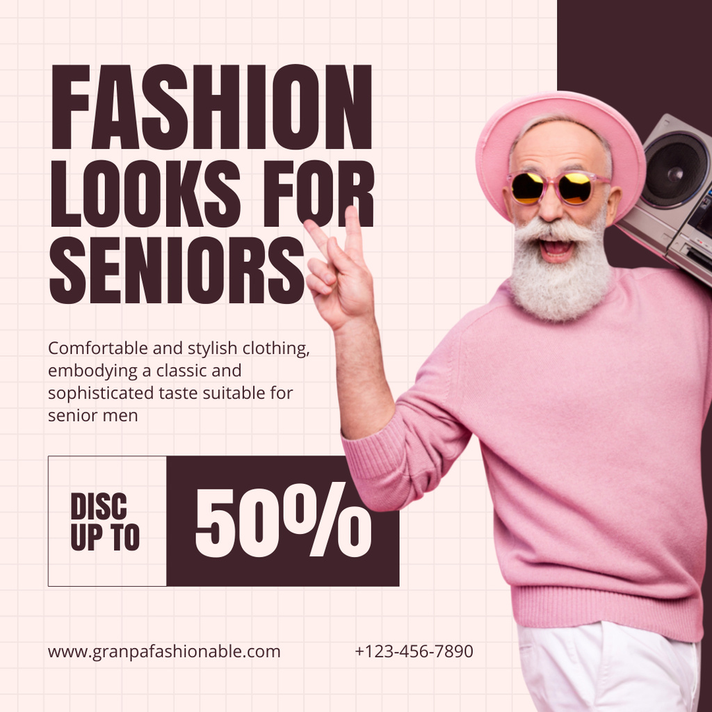 Template di design Fashionable Clothes With Discount For Grandpa Instagram