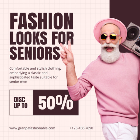 Fashionable Clothes With Discount For Grandpa Instagram Design Template
