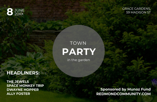 Ad of Town Party in Garden with Backyard Flyer 5.5x8.5in Horizontal Modelo de Design