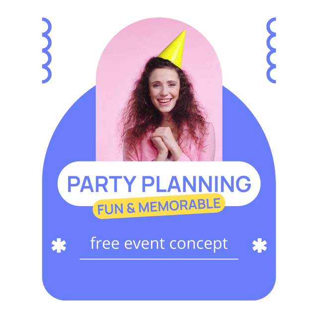 Fun and Memorable Party Planning Services Animated Post Modelo de Design