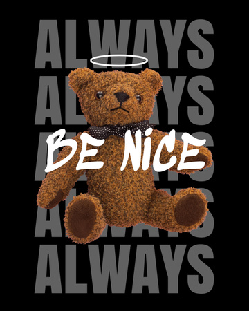 Platilla de diseño Personal Wishes with Teddy Bear on Black Poster 16x20in