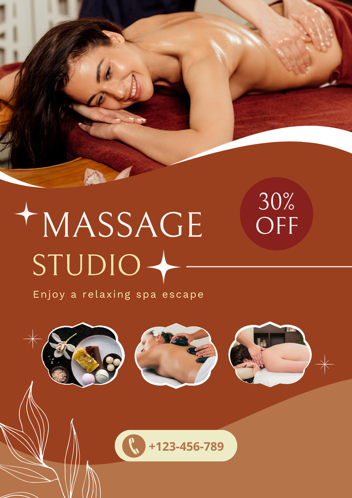Discount on Massage Studio Services Posterデザインテンプレート