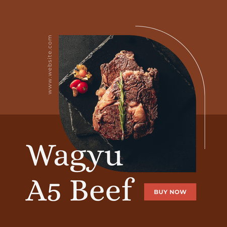 Wagyu A5 Beef Steak Promotion with Meal on Plate Instagram Modelo de Design