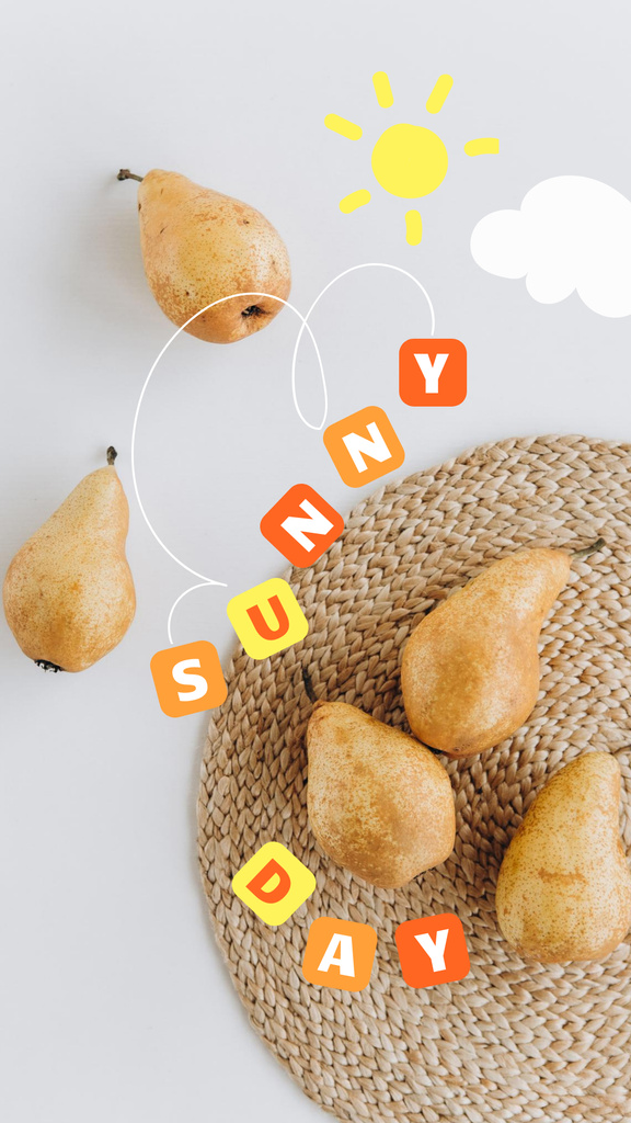 Designvorlage Summer Inspiration with Fresh Pears für Instagram Story