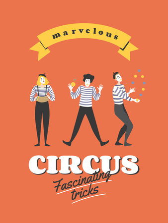Designvorlage Circus Show Announcement with Funny Clowns für Poster US