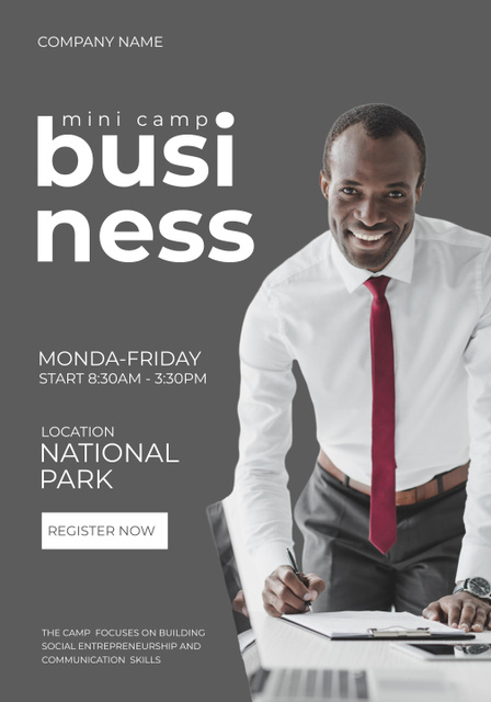 Business Camp In Park With Registration Poster 28x40in Design Template
