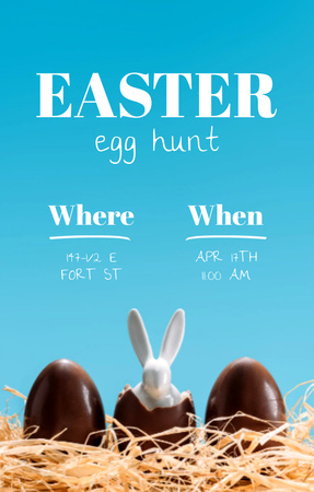 Easter Egg Hunt Announcement With Chocolate Invitation 4.6x7.2in Design Template