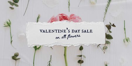 Valentine's Day Holiday Sale with Delicate Flower Twitter Design Template