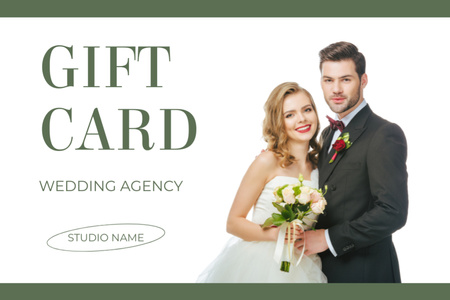 Ontwerpsjabloon van Gift Certificate van Wedding Agency Ad with Happy Bride and Groom