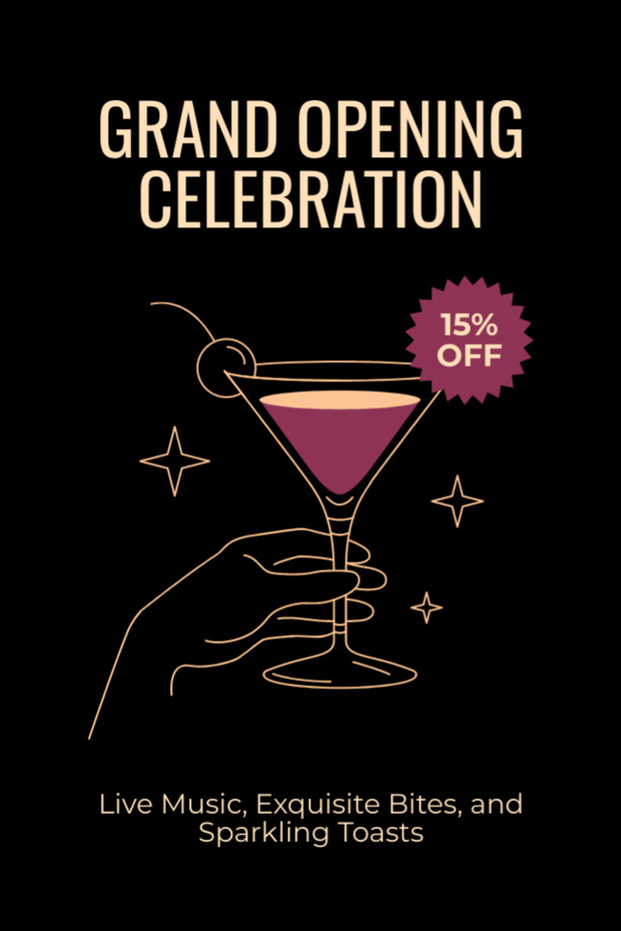 Lively Grand Opening Celebration With Discount And Cocktail Tumblr Design Template