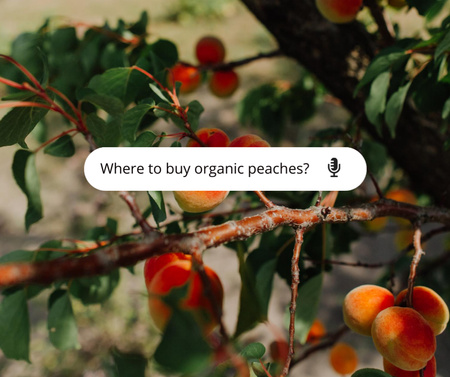 спелые персики на дереве Facebook – шаблон для дизайна