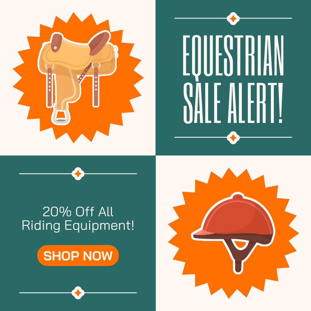 Plantilla de diseño de Huge Discount on All Equestrian Equipment Instagram AD 