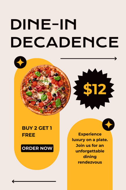 Fast Casual Restaurant Ad with Delicious Pizza Offer Tumblr Design Template