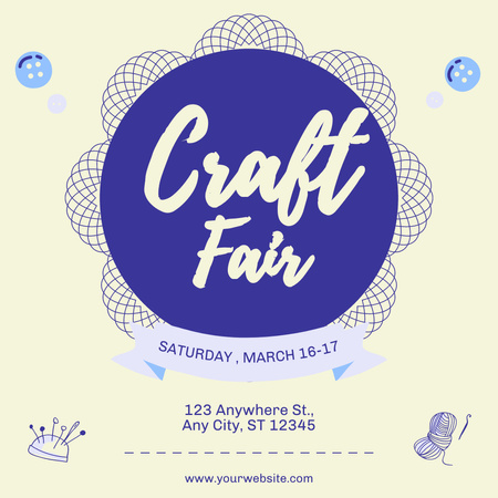 Craft Fair Announcement with Sewing Tools Instagram Design Template