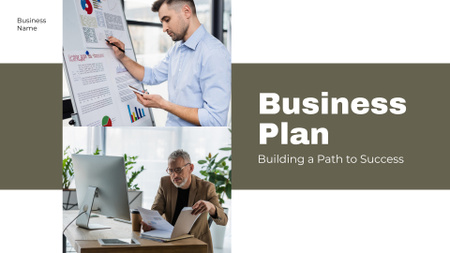 Ontwerpsjabloon van Presentation Wide van zakenmensen die een businessplan bespreken