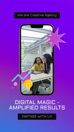 Plantilla de diseño de Promoción de servicios de agencias creativas digitales con visión de futuro Instagram Video Story 