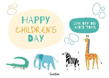 Discount Toys Ad for Children’s Day Postcard 5x7in Design Template