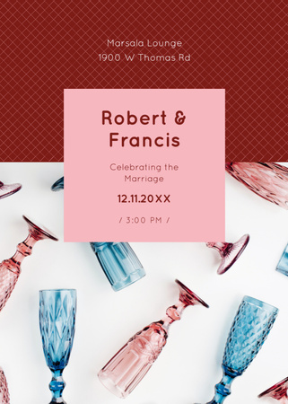 Ontwerpsjabloon van Postcard 5x7in Vertical van bruiloft feest met champagneglazen
