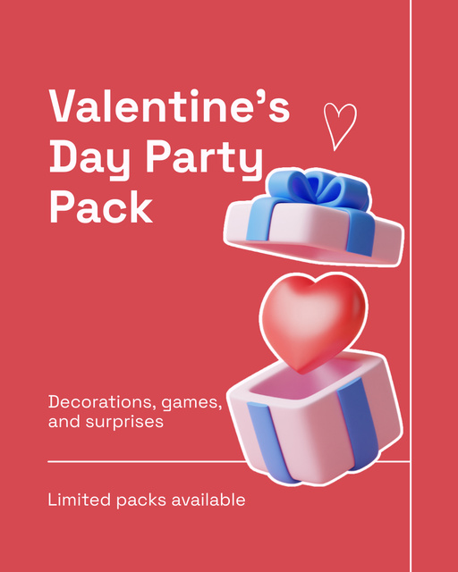 Versatile Party Pack For Valentine's Day Celebration Instagram Post Vertical Design Template