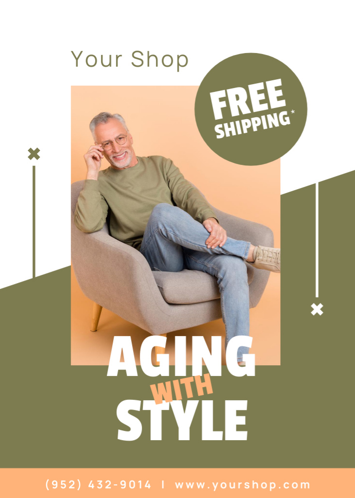 Sale Ad with Stylish Senior Man Flayer Design Template
