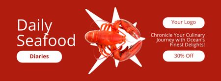Designvorlage Anzeige von Daily Seafood mit Flusskrebsen für Facebook cover