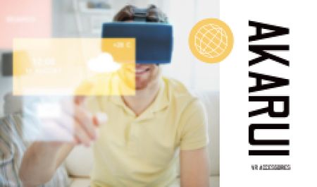 Man in Virtual Reality Glasses Business card Modelo de Design
