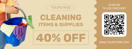 Cleaning Items and Supplies Beige Coupon Design Template