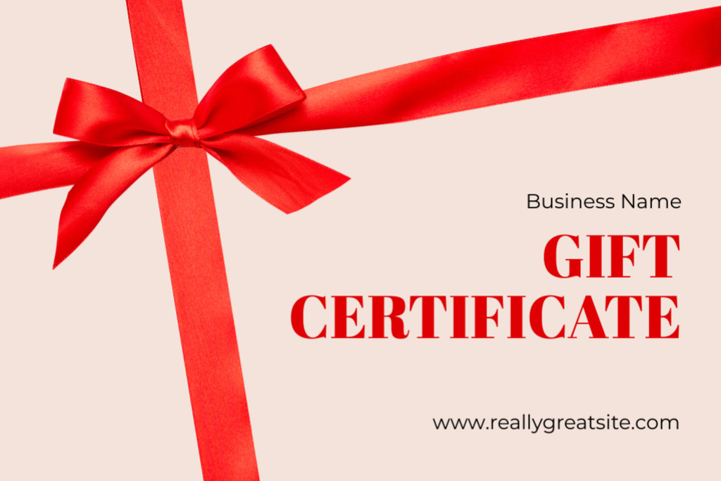 Special Offer with Red Ribbon and Bow Gift Certificate Tasarım Şablonu