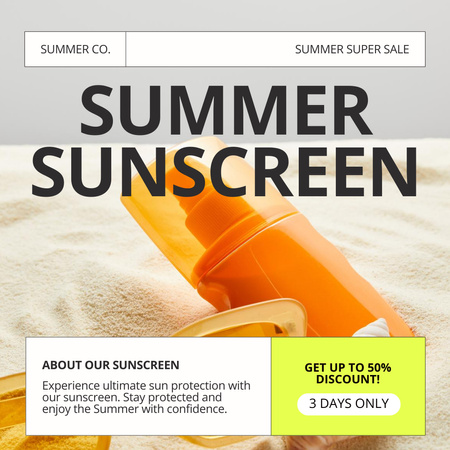 Летняя распродажа солнцезащитных кремов Instagram – шаблон для дизайна