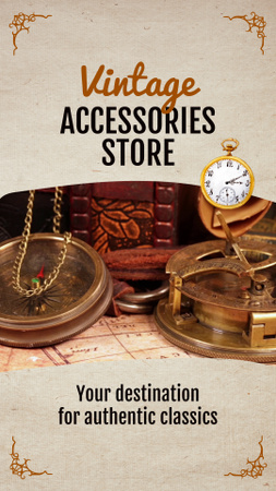 Designvorlage Authentische Accessoires und Dekor im Angebot eines Antiquitätenladens für Instagram Video Story